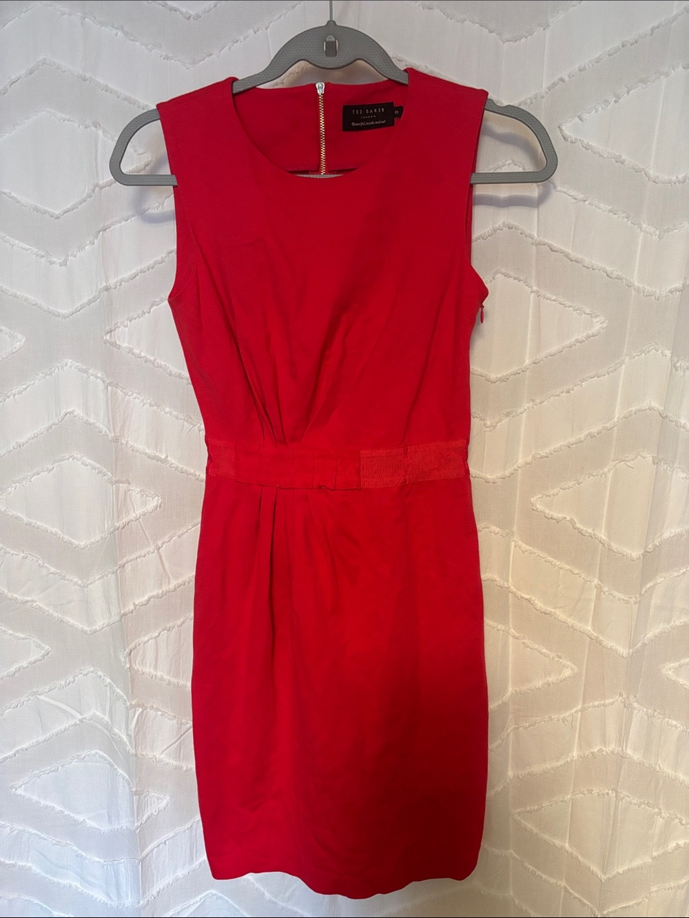 Ted Baker Red Sleeveless Midi Sheath Dress